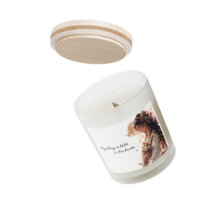 Angel Collection White Frosted Glass Candle, 11oz