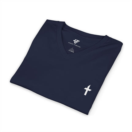 Women's Faithful Collection Short Sleeve V-Neck Shirt with White Logo