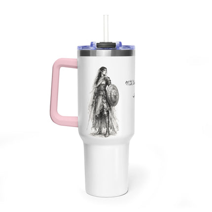 Valiant Collection White Vacuum Thermal Tumbler, 40oz with Black Logo