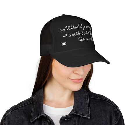 Valiant Collection Black Foam Trucker Hat with White Logo