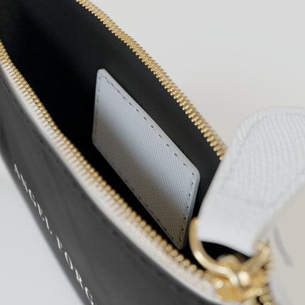 Forged Collection Black Mini Clutch Bag with White Logo