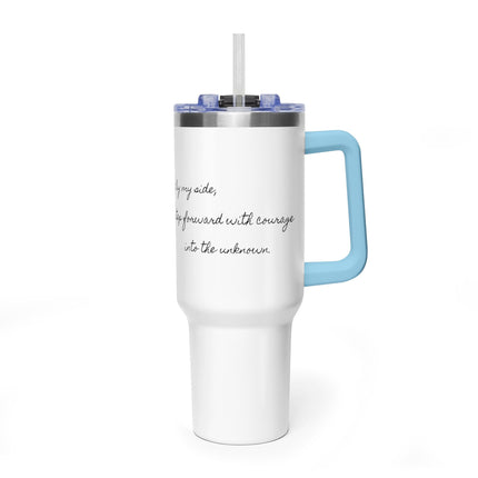Valiant Collection White Vacuum Thermal Tumbler, 40oz with Black Logo