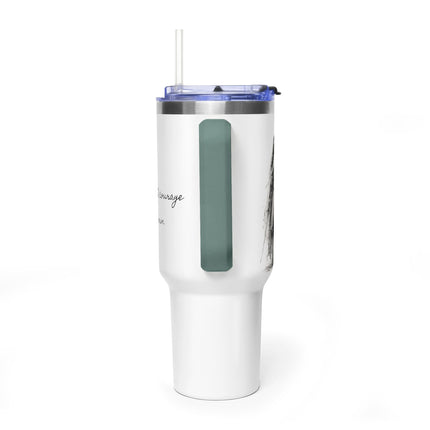 Valiant Collection White Vacuum Thermal Tumbler, 40oz with Black Logo
