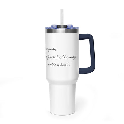 Valiant Collection White Vacuum Thermal Tumbler, 40oz with Black Logo