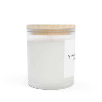 Angel Collection White Frosted Glass Candle, 11oz