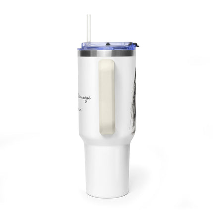 Valiant Collection White Vacuum Thermal Tumbler, 40oz with Black Logo
