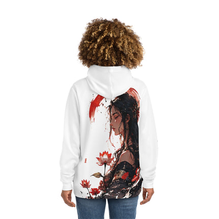 Women's Angel Collection White All-Over-Print Fashion Hoddie with Black Logo