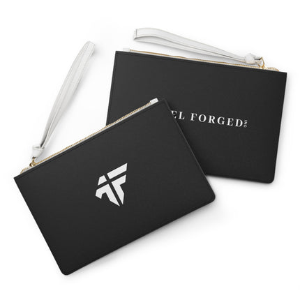 Forged Collection Black Clutch Bag with White Logo