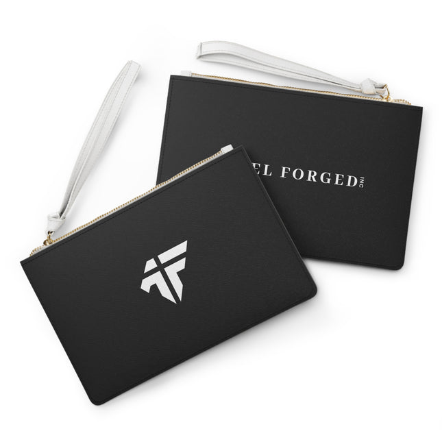 Forged Collection Black Clutch Bag with White Logo