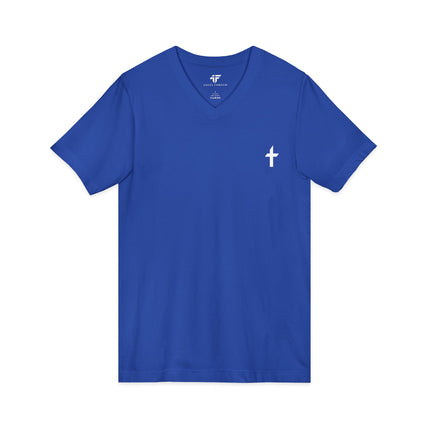 Women's Faithful Collection Short Sleeve V-Neck Shirt with White Logo