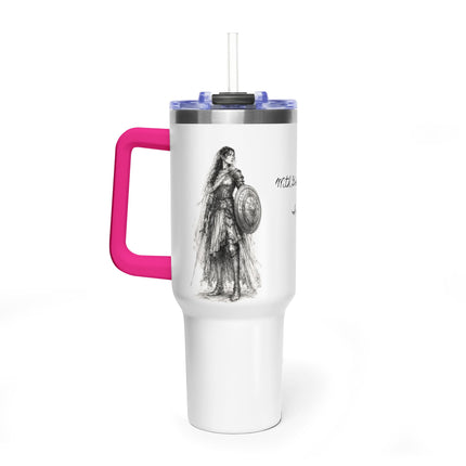 Valiant Collection White Vacuum Thermal Tumbler, 40oz with Black Logo