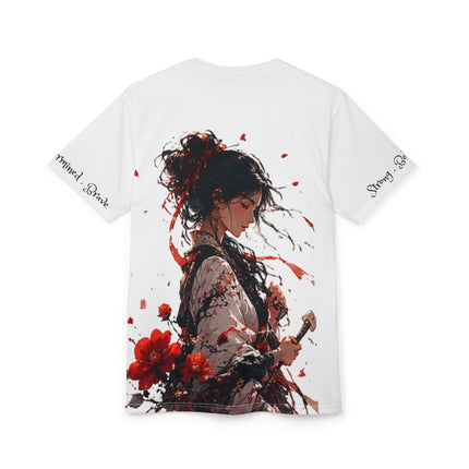 Women's Angel Collection White Short Sleeve Sew T-Shirt with Black Logo