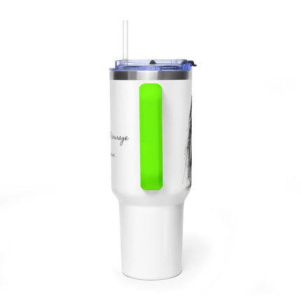 Valiant Collection White Vacuum Thermal Tumbler, 40oz with Black Logo