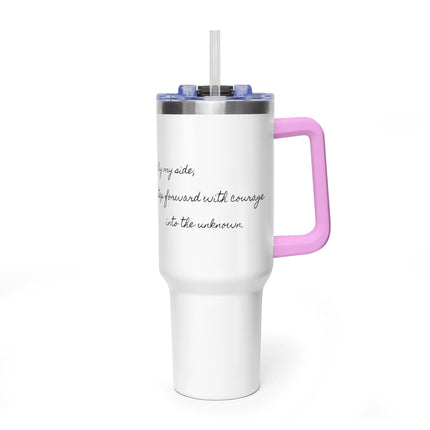 Valiant Collection White Vacuum Thermal Tumbler, 40oz with Black Logo