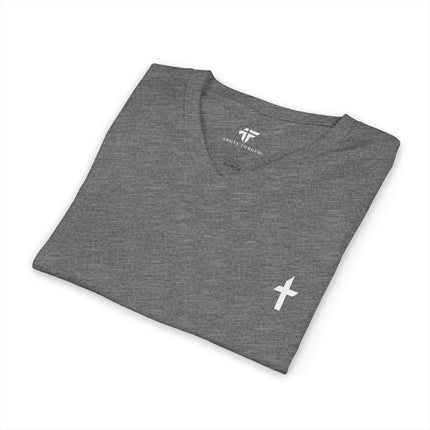 Women's Faithful Collection Short Sleeve V-Neck Shirt with White Logo