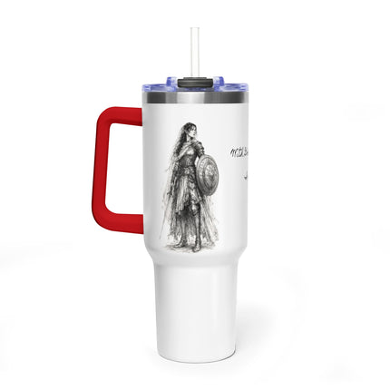 Valiant Collection White Vacuum Thermal Tumbler, 40oz with Black Logo