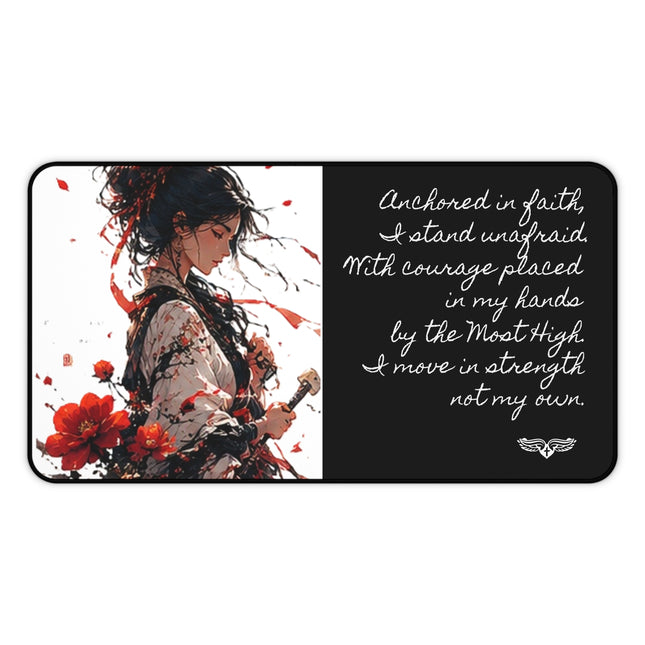Angel Collection White Desk Mat with Black Logo