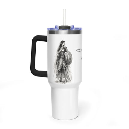 Valiant Collection White Vacuum Thermal Tumbler, 40oz with Black Logo