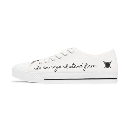 Women's Valiant Collection White Low Top Sneakers with Black Logo