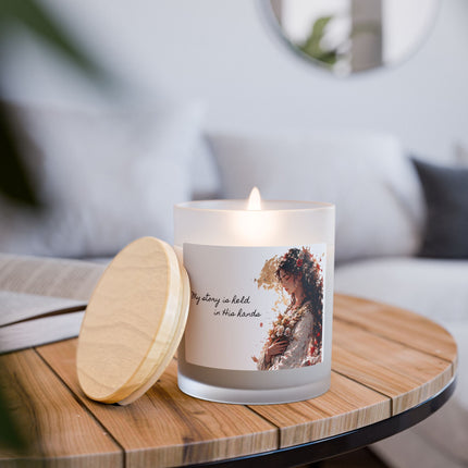 Angel Collection White Frosted Glass Candle, 11oz