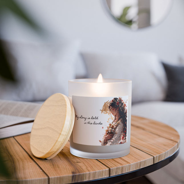 Angel Collection White Frosted Glass Candle, 11oz