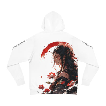 Women's Angel Collection White All-Over-Print Fashion Hoddie with Black Logo