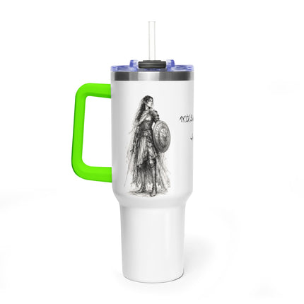 Valiant Collection White Vacuum Thermal Tumbler, 40oz with Black Logo