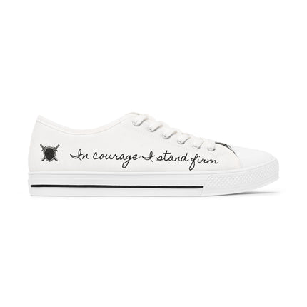 Women's Valiant Collection White Low Top Sneakers with Black Logo