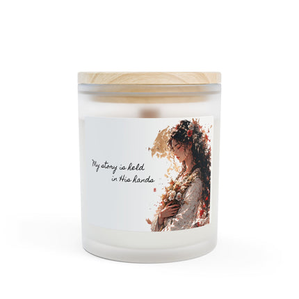 Angel Collection White Frosted Glass Candle, 11oz