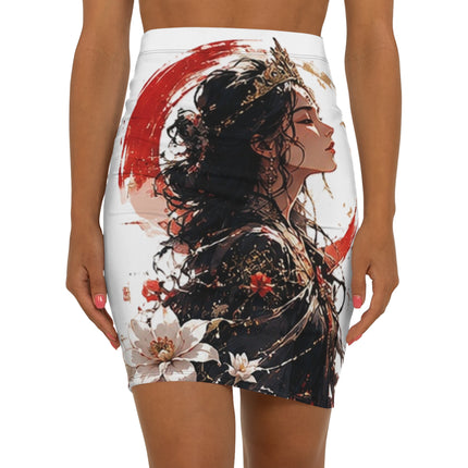 Women's Angel Collection Black and White All-Over-Print Mid-Waist Pencil Skirt with White Logo