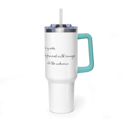 Valiant Collection White Vacuum Thermal Tumbler, 40oz with Black Logo