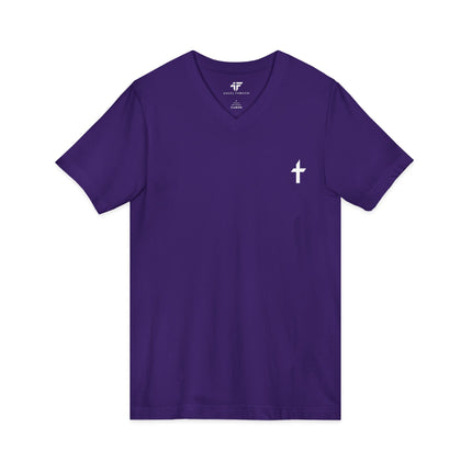 Women's Faithful Collection Short Sleeve V-Neck Shirt with White Logo