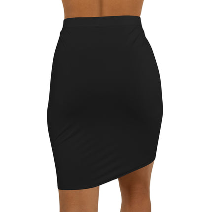 Women's Angel Collection Black and White All-Over-Print Mid-Waist Pencil Skirt with White Logo