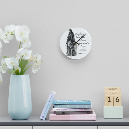Valiant Collection White Acrylic Wall Clock with Black Logo