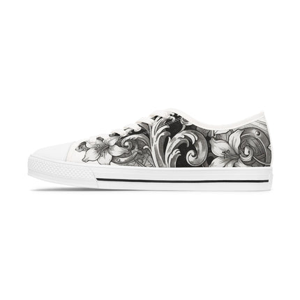 Women's Valiant Collection White Low Top Sneakers with Black Logo