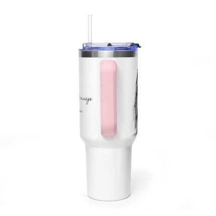 Valiant Collection White Vacuum Thermal Tumbler, 40oz with Black Logo