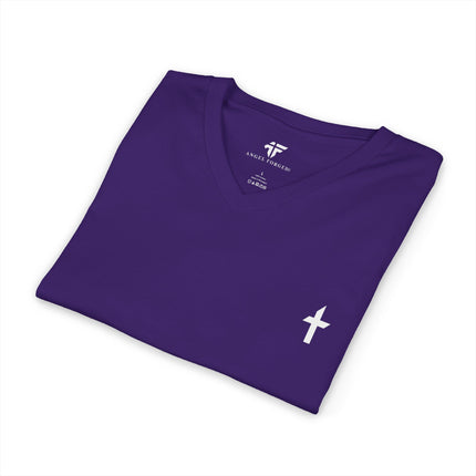 Women's Faithful Collection Short Sleeve V-Neck Shirt with White Logo