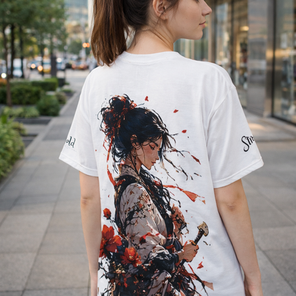 Women's Angel Collection White Short Sleeve Sew T-Shirt with Black Logo