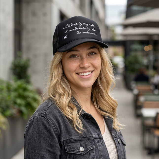 Valiant Collection Black Foam Trucker Hat with White Logo