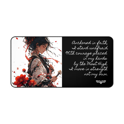 Angel Collection White Desk Mat with Black Logo