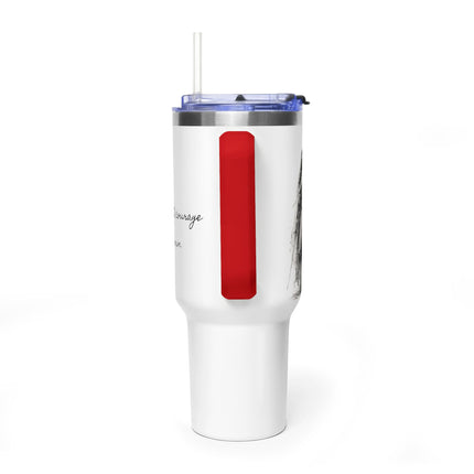 Valiant Collection White Vacuum Thermal Tumbler, 40oz with Black Logo