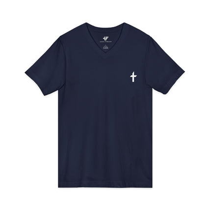 Women's Faithful Collection Short Sleeve V-Neck Shirt with White Logo