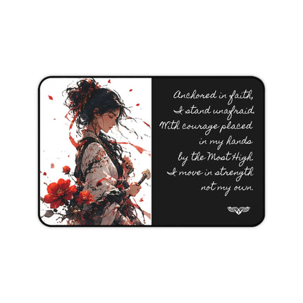 Angel Collection White Desk Mat with Black Logo