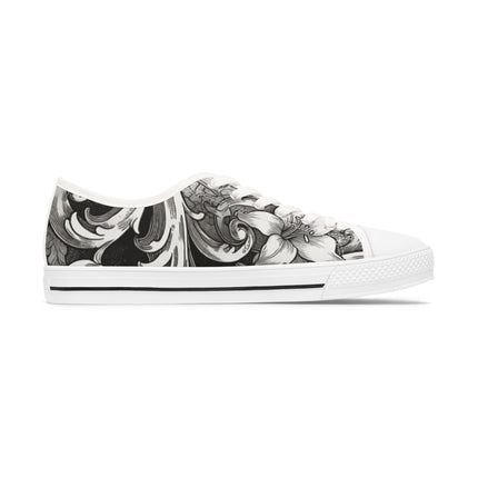 Women's Valiant Collection White Low Top Sneakers with Black Logo