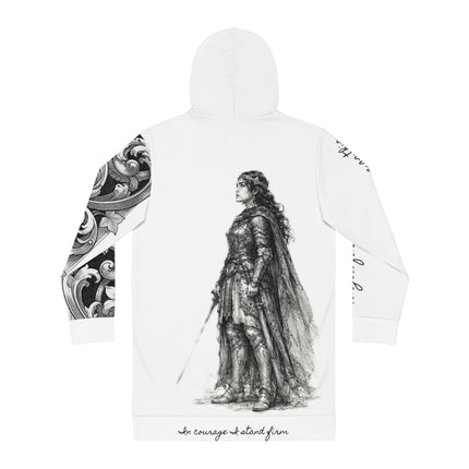 Women's Valiant Collection White Hoodie Dress with Black Logo