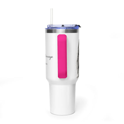 Valiant Collection White Vacuum Thermal Tumbler, 40oz with Black Logo