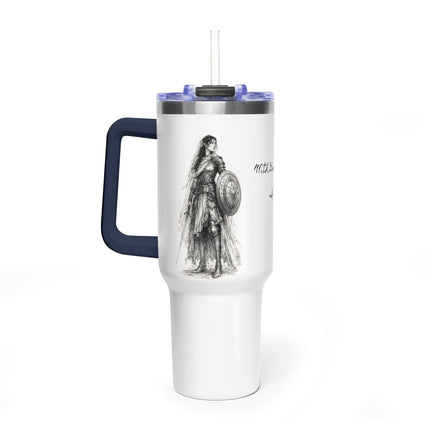 Valiant Collection White Vacuum Thermal Tumbler, 40oz with Black Logo