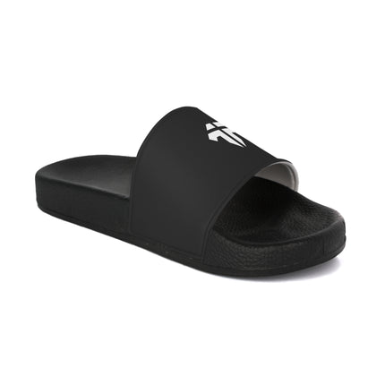 Forged Collection Men's Black Slide Sandals with White Logo