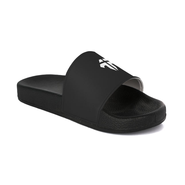 Forged Collection Men's Black Slide Sandals with White Logo