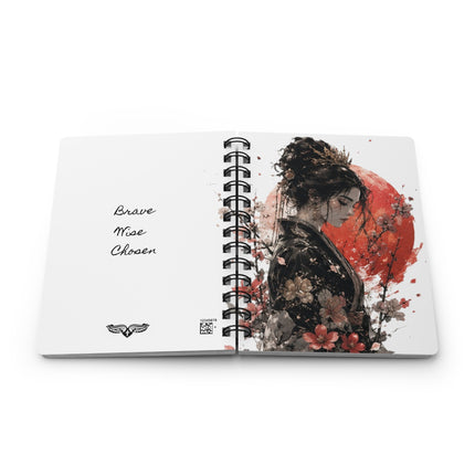 Angel Collection White Spiral Bound Journal with Black Logo